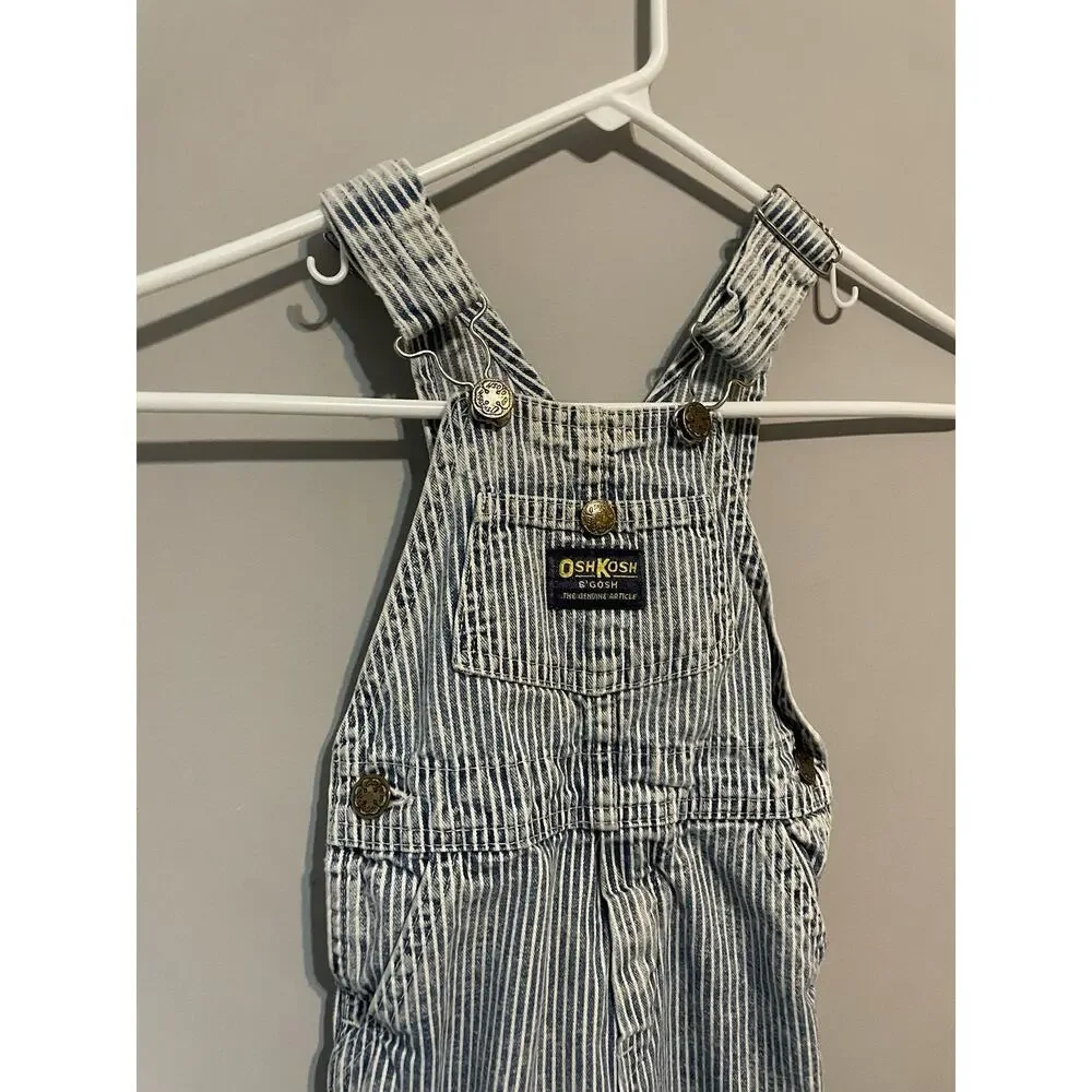 Vintage OshKosh Overalls‎ Light Blue White Stripe 2t Vestbak